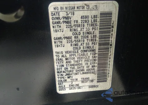 2018 Nissan Rogue Sl from USA, damaged, VIN JN8AT2MT1JW468592